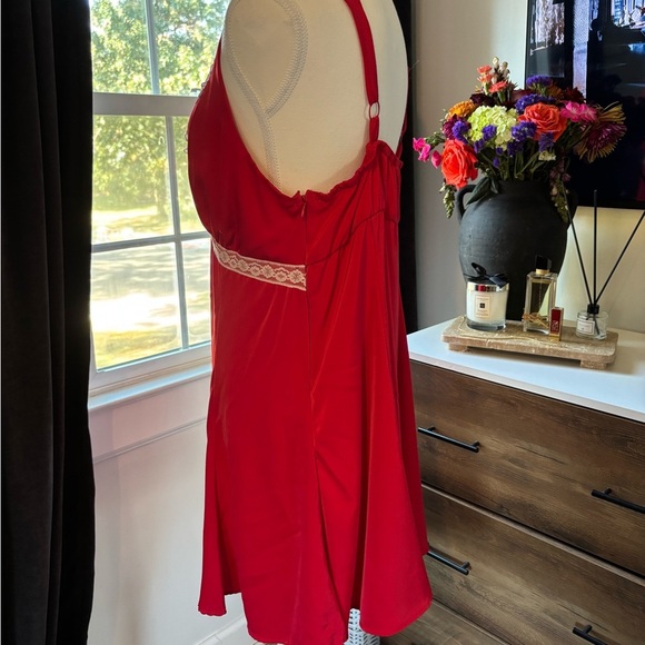 Red Lace Trim Dress - Picture 3 of 4